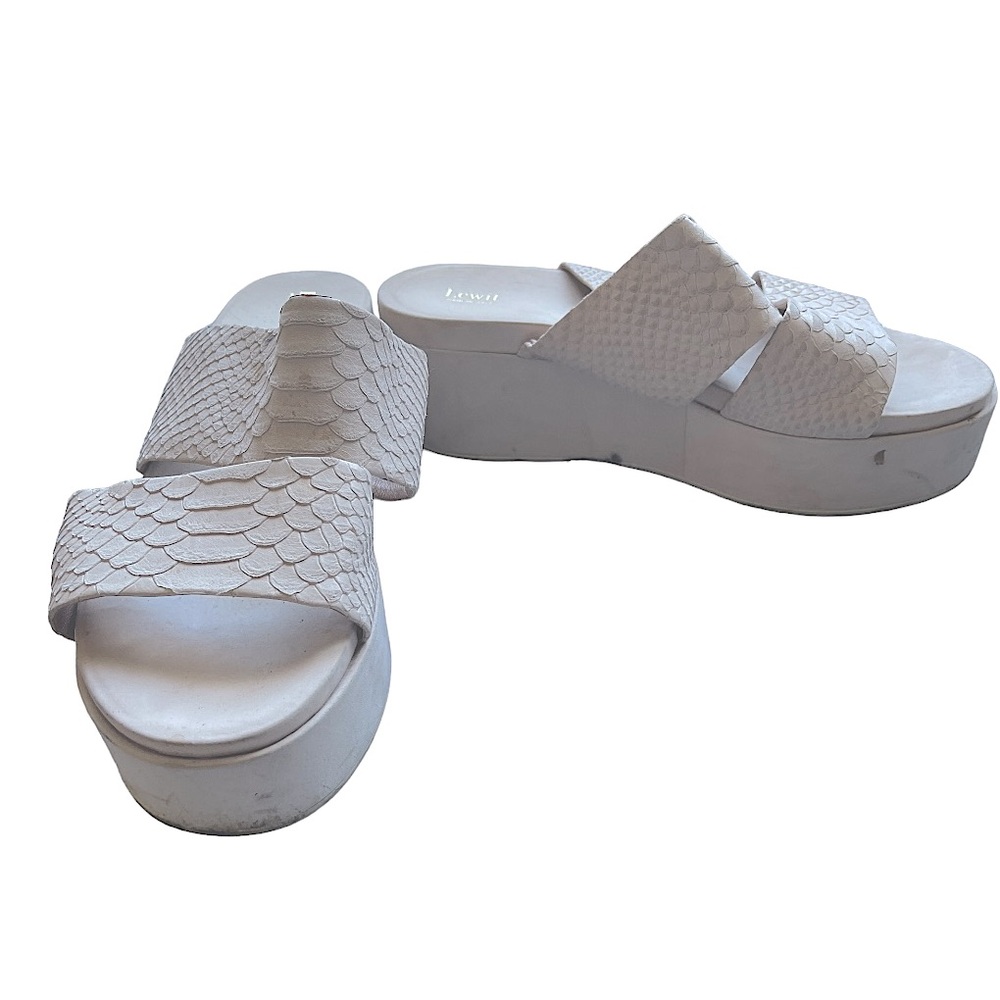 Lewit Lorena Tan Suede Platform Slide Sandals Snakeskin‎ Print EU 41 10